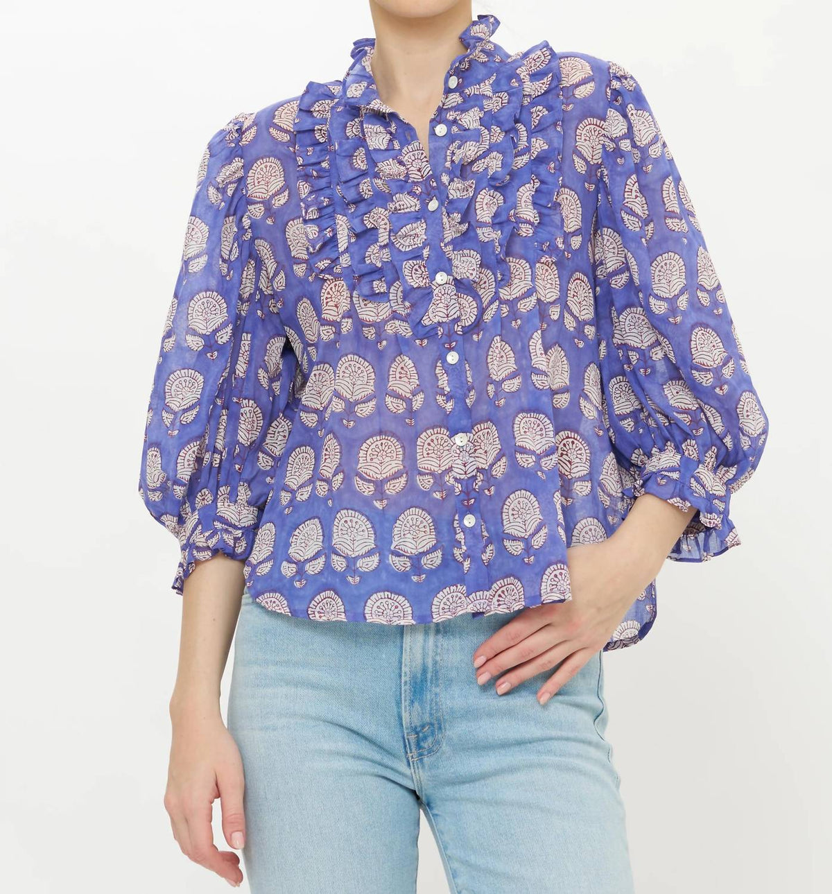 Oliphant - Ruffle Front Button Blouse