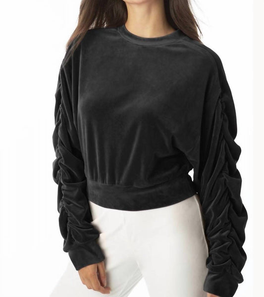 SHIRRED SLEEVE CROP TOP
