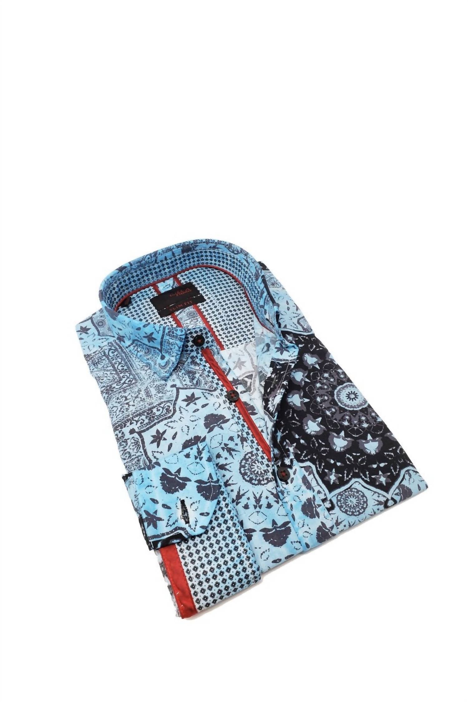 Eight X - Button Down Wheel Shirt With Red Trim