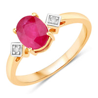 Diana M Jewels Women's Oval Natural Ruby Fashion Ring (1.22 Ct) - Petite in 14k yellow gold - women's jewelry