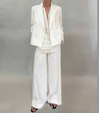 Kulson Courtney Wide Leg Pants in ivory linen - women's pants - detail view