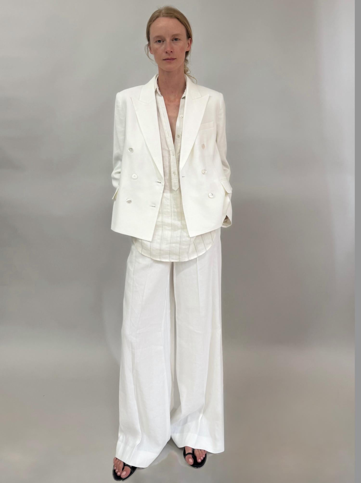 Kulson Courtney Wide Leg Pants in ivory linen - women's pants - alternate view