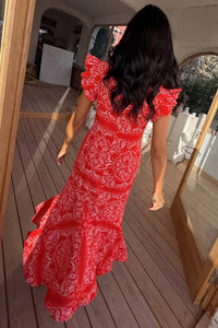 never fully dressed Remi Dress With Leopard Sleeve in red bandana - women's dress - view 6