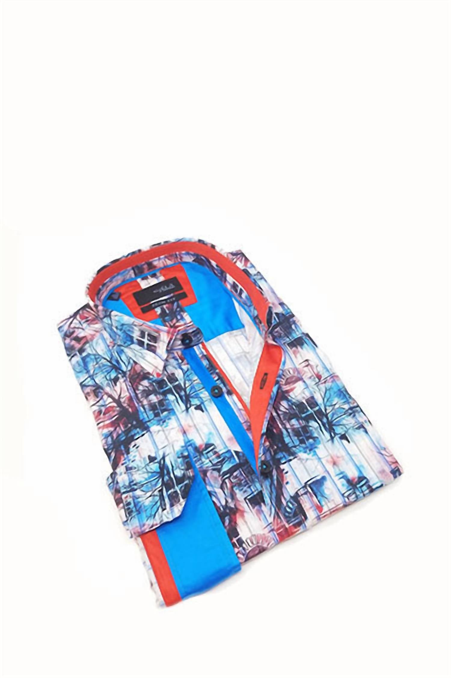 Eight X - Scenery Print Button Down Shirt With Trim