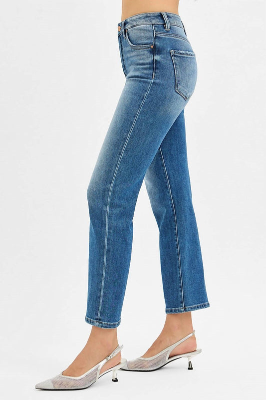 Risen - Tummy Control High Rise Crop Straight Leg Jeans