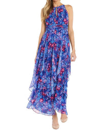 R&M Richards - Long Floral Printed Chiffon Daytime Dress