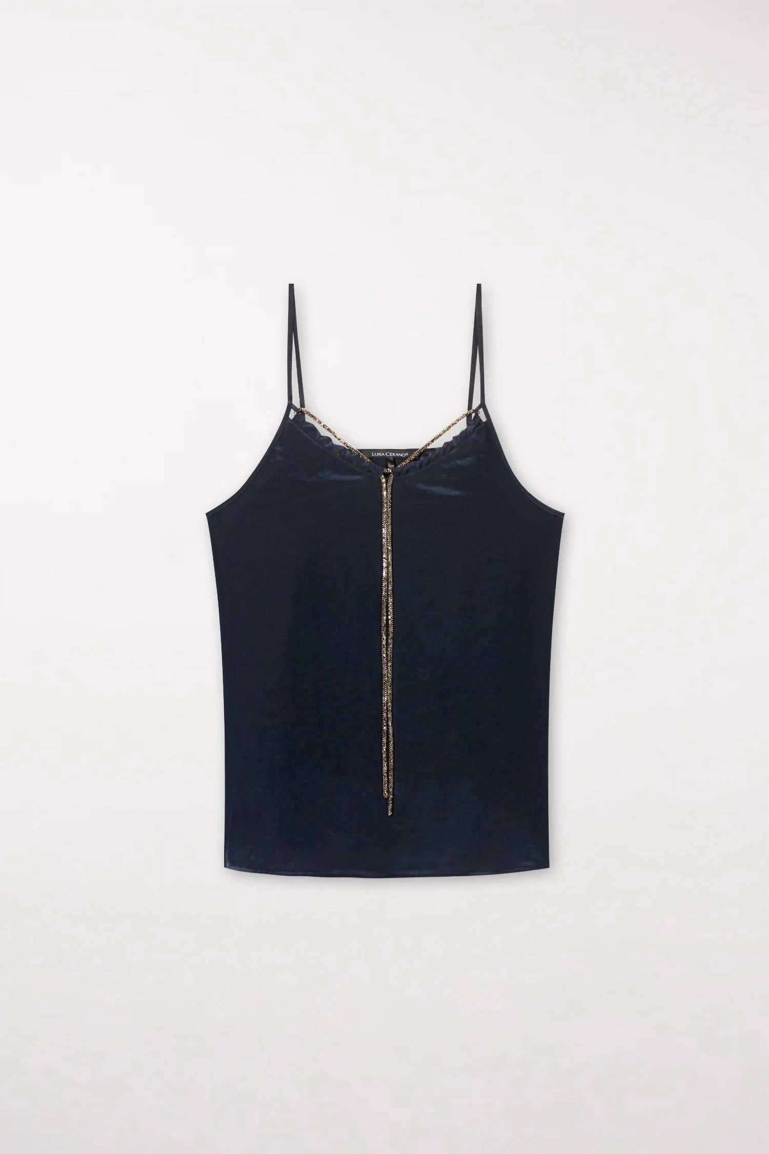 Luisa Cerano - Rhinestone Cord Spaghetti Top