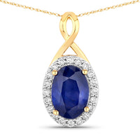 Diana M Jewels Women's Oval Natural Sapphire Pendant Necklace (1.88 Ct) - Classic in 18k yellow gold - women's jewelry