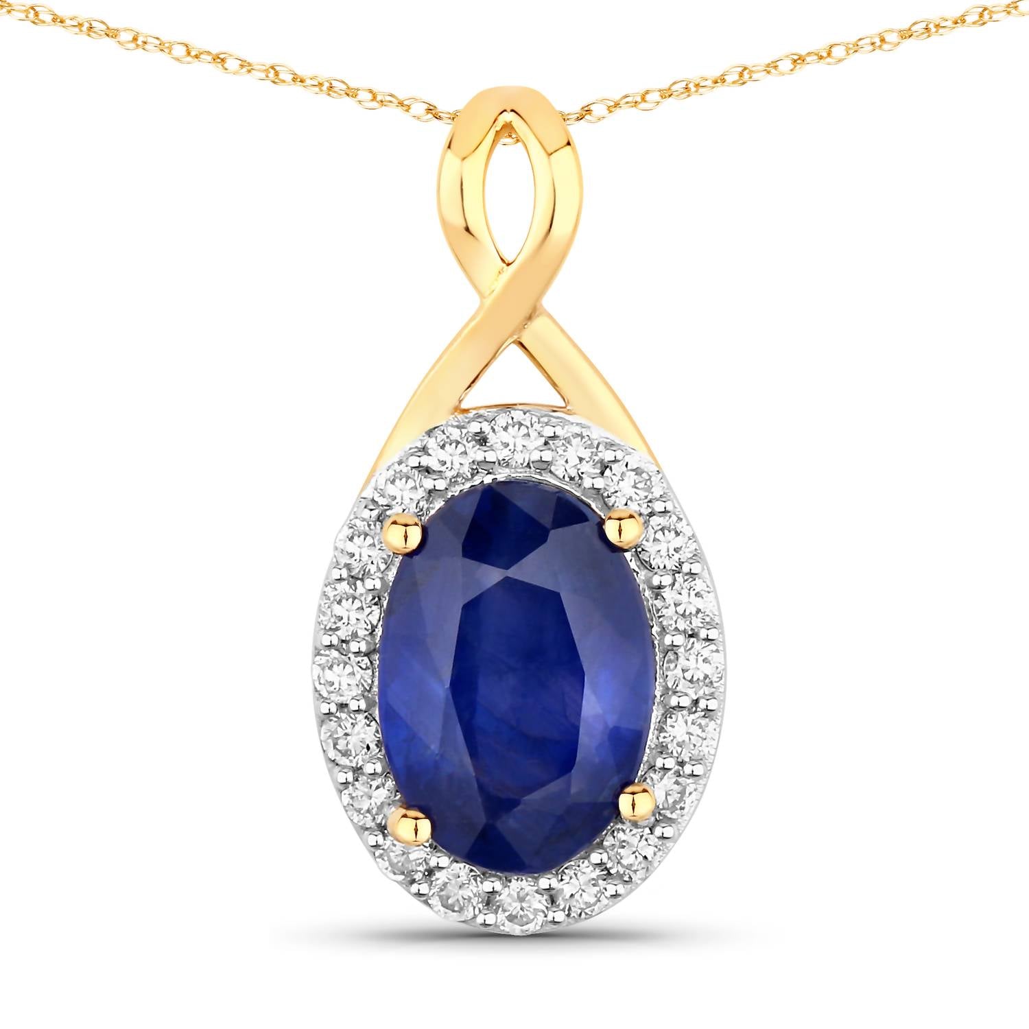 Diana M Jewels Women's Oval Natural Sapphire Pendant Necklace (1.88 Ct) - Classic in 18k yellow gold - women's jewelry