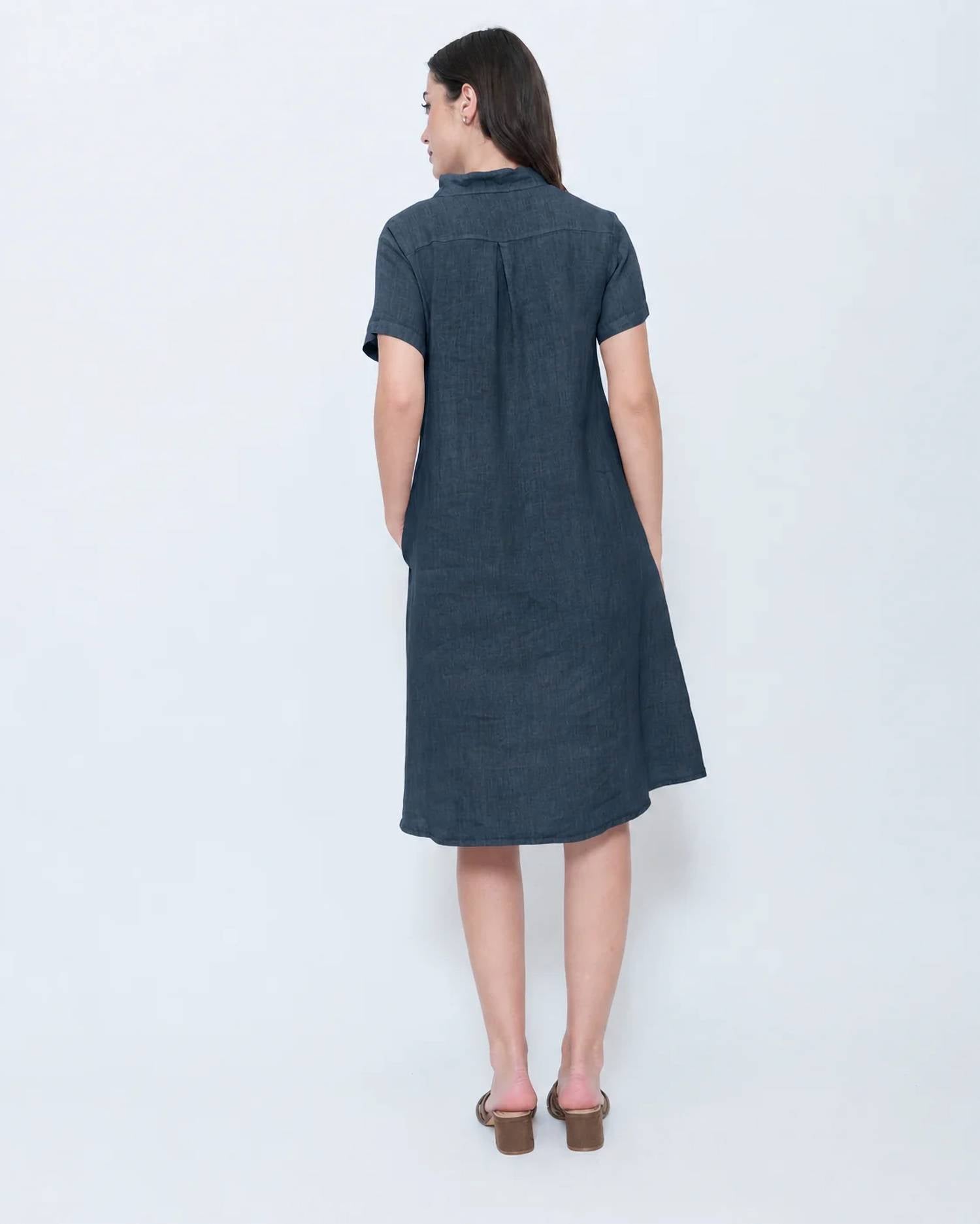 Blueberry - Collared Swing Midi Dress