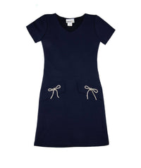 Cheryl Creations Girl's Emily Bow Dress in navy - kids' dress