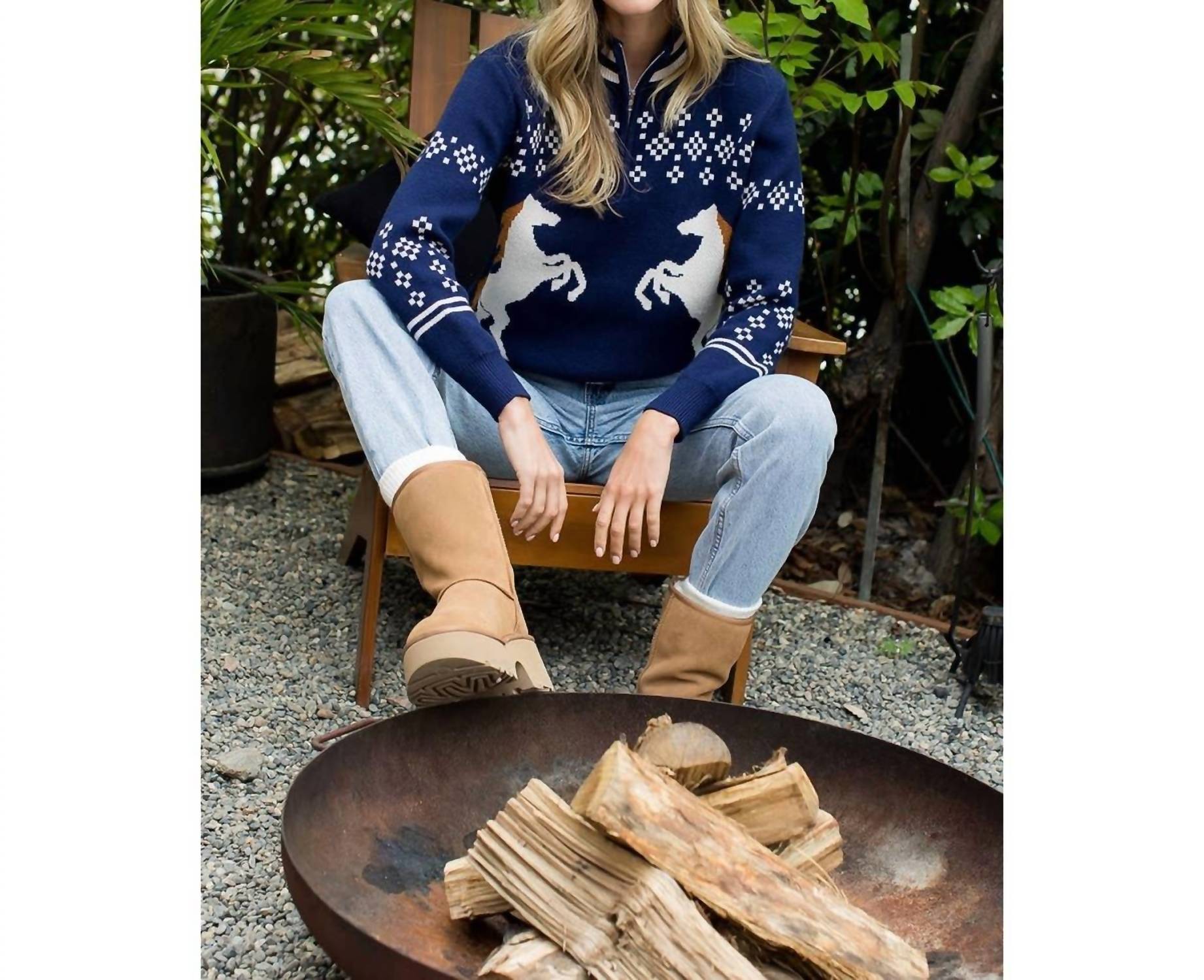 Thml - Horse Novelty 1/2 Zip Sweater
