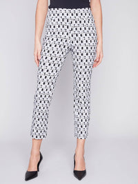 Charlie B - Pull-on Cropped Checkered Capri Pants