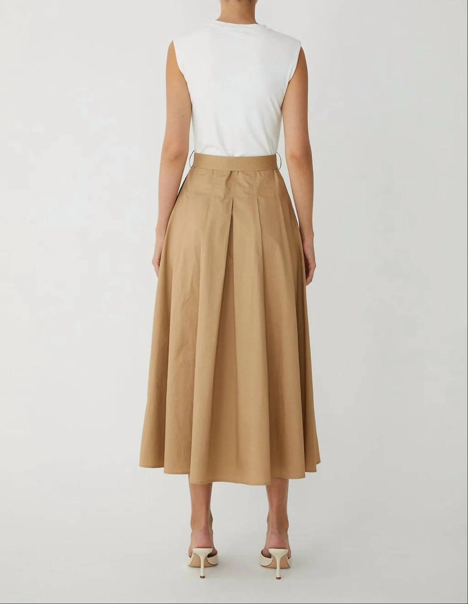 js71 Two Tone Midi Dress With Belt in beige white - women's dress - view 4