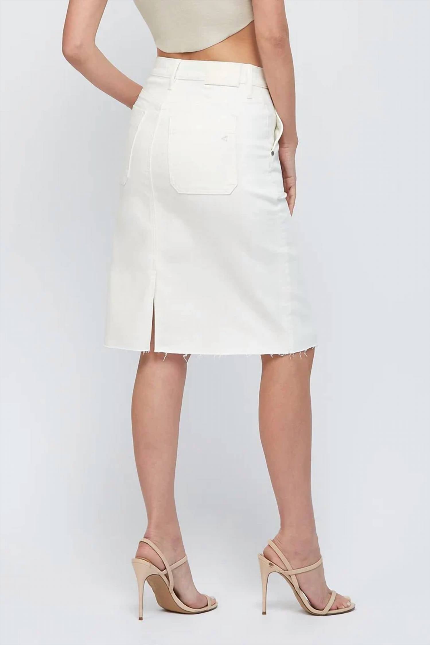 Hidden - High Waist Denim Skirt With Front Pockets