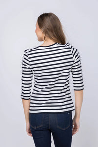 Elliott Lauren - Aligned Stripe Elbow Sleeve Top