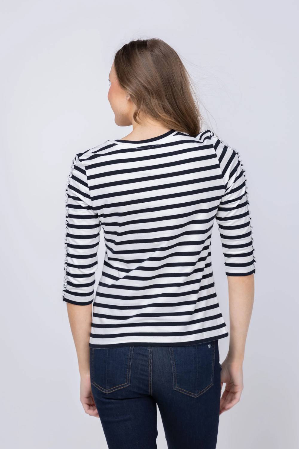 Elliott Lauren - Aligned Stripe Elbow Sleeve Top