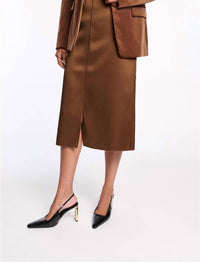 DOROTHEE SCHUMACHER Shiny Statement Midi Skirt in terra - women's skirt - detail view