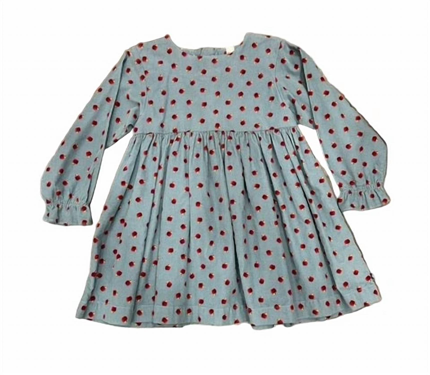 Petit Bateau - Girls Corduroy Apple Print Dress