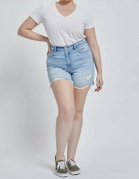 Mica Denim - Sophie Distressed High Rise Shorts