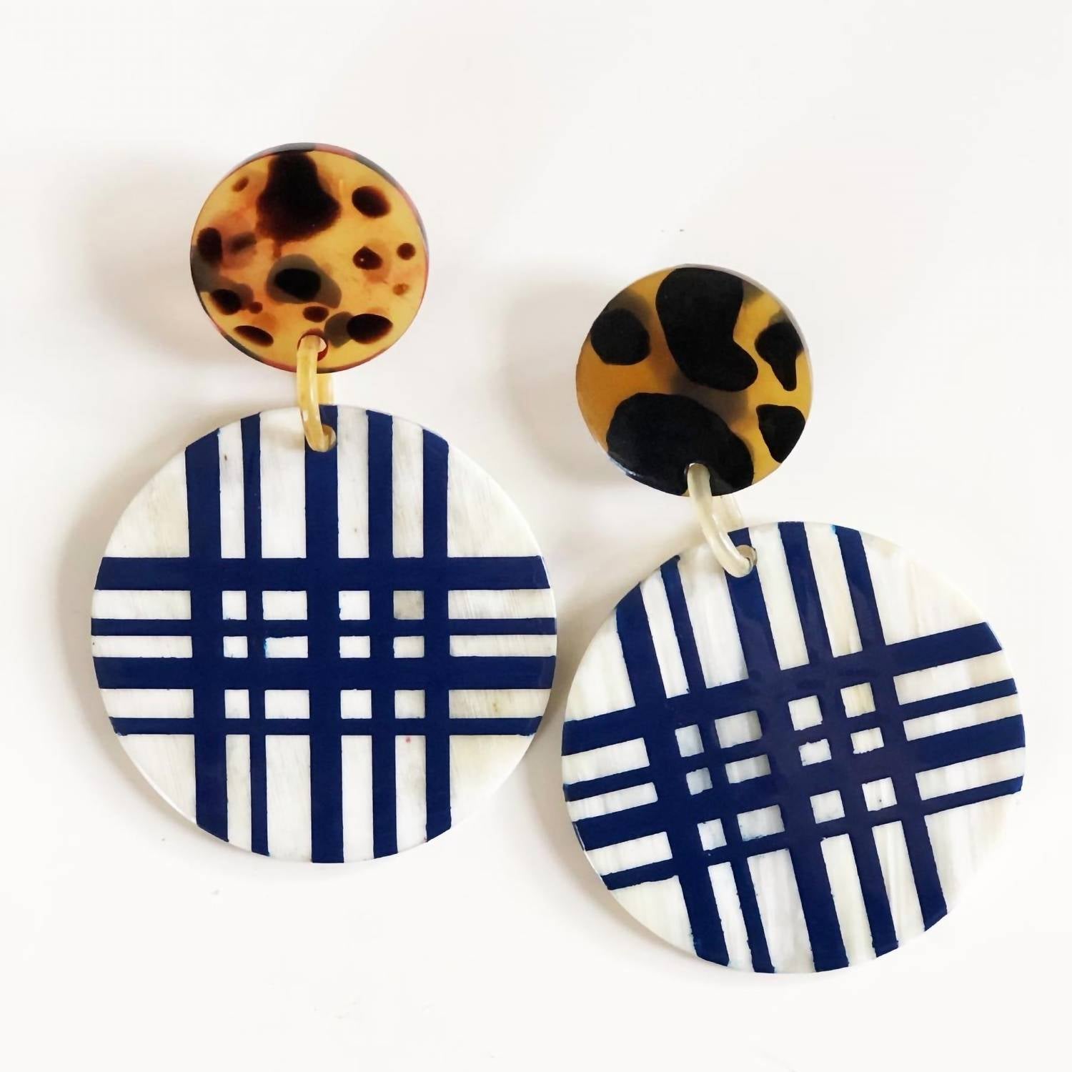 Sunshine Tienda - Women's Plaid Ornament Earrings