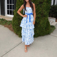 Tcec - Floral Print Tiered Midi Dress