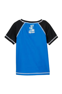 Romy & Aksel Boys Fun Short Sleeve Rashguard in brilliant blue - kids' item - detail view