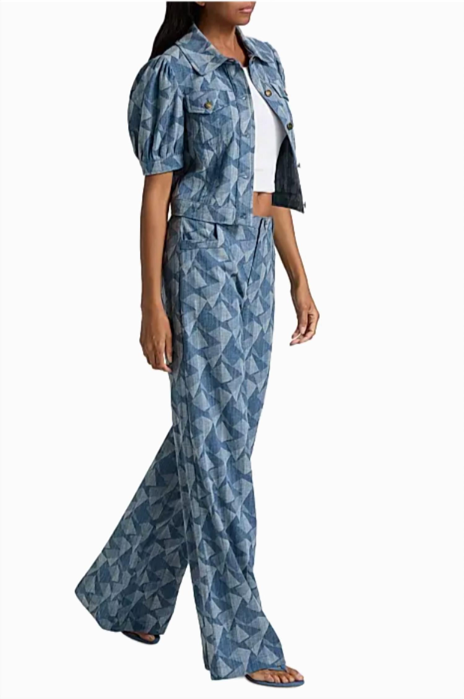 Ramy Brook Leo Pant in geo denim - women's jeans - alternate view
