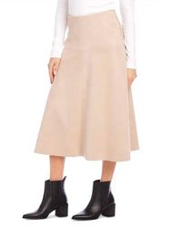 Karen Kane Faux Suede Skirt in almond - women's skirt - detail view