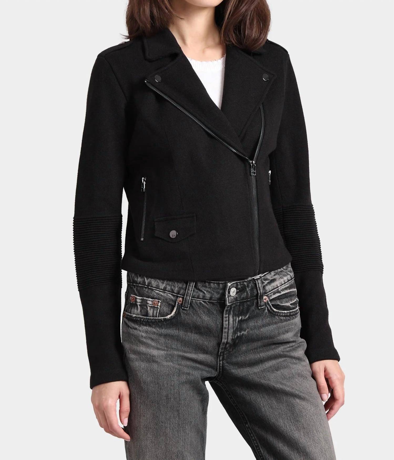 Minnie Rose - Cotton Blend Moto Jacket