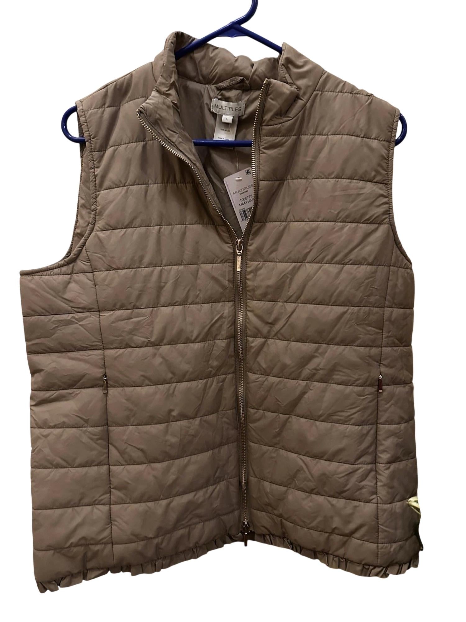 Multiples Women's Quilted Vest in stone - women's jacket
