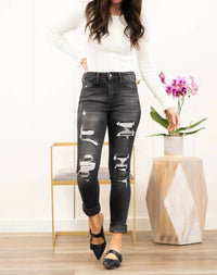Vervet By Flying Monkey - Hustler Camo Print Cuffed Ankle Skinny Jeans