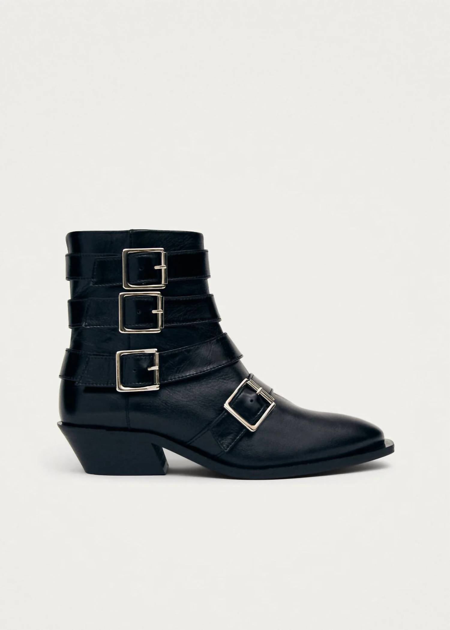 ALOHAS Women's Eras Leather Ankle Boots in black - women's shoe - detail view