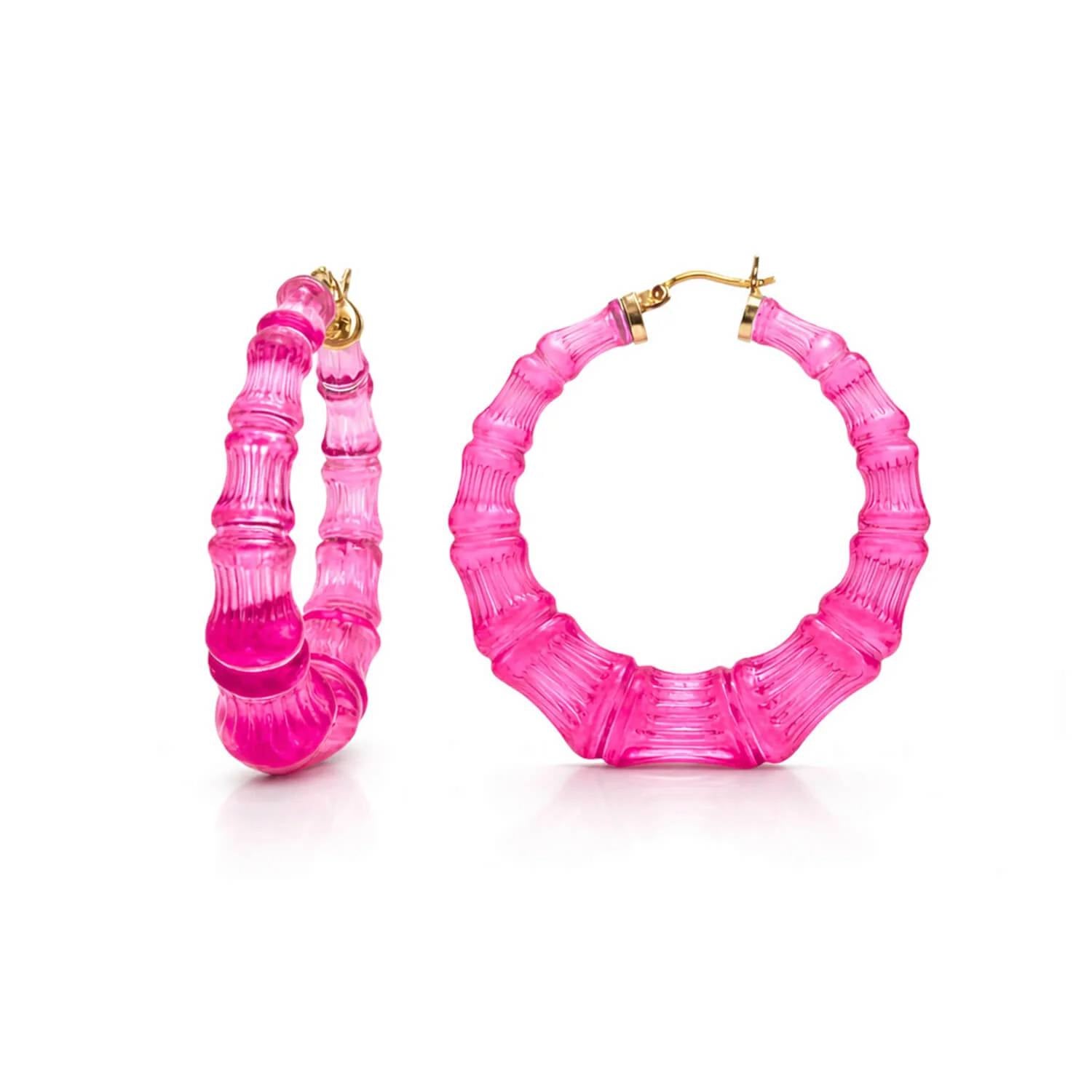Gold & Honey - Women's Lucite Bamboo Hoop Earrings