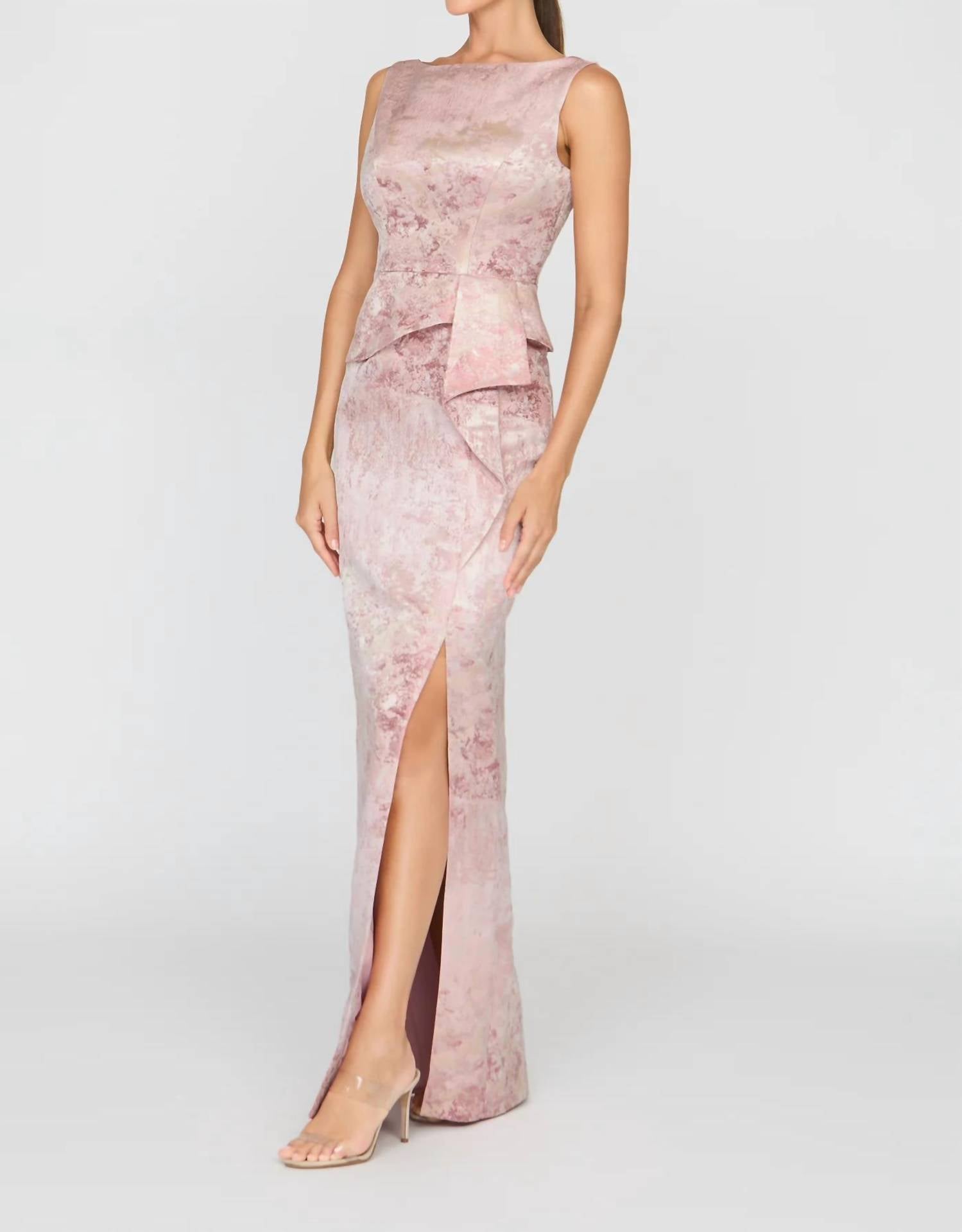 Kay Unger - Luciana Column Jacquard Gown