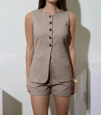 Blu Pepper - Pinstripe Longline Button Down Denim Vest
