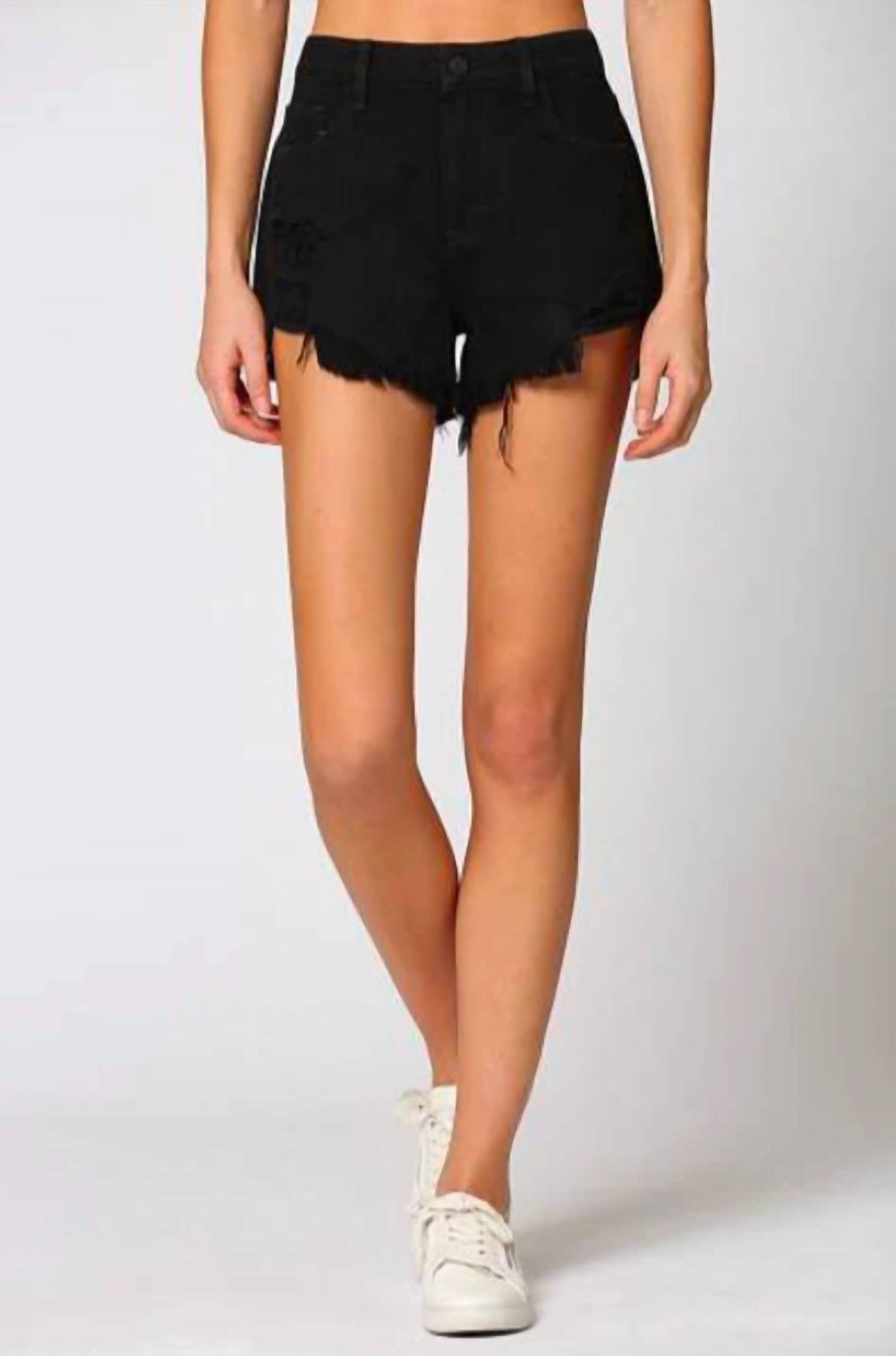 Hidden - Finn High Rise Distressed Jean Shorts