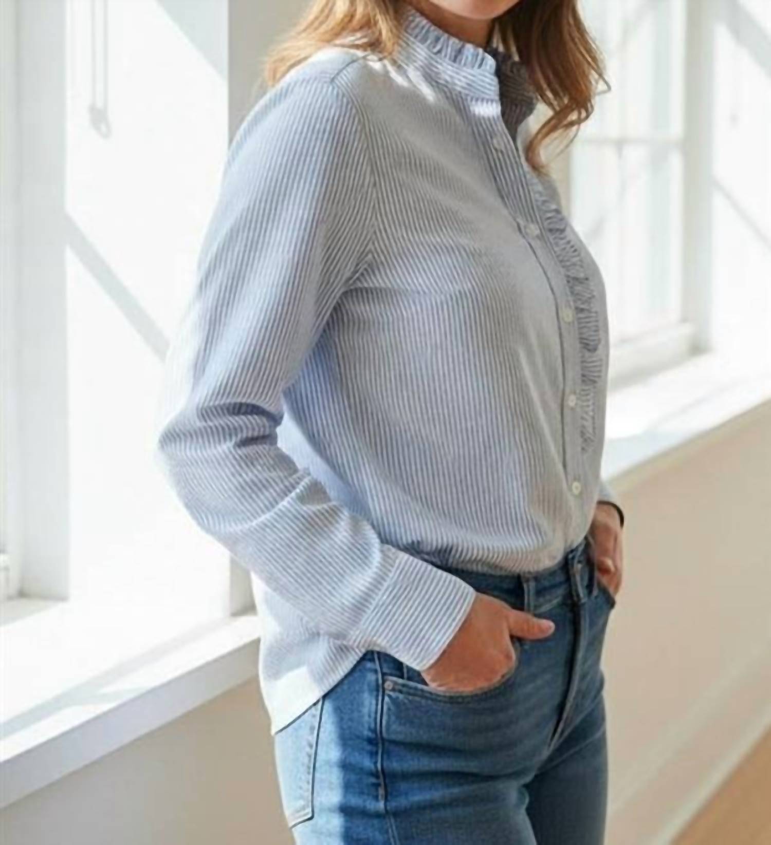 STACCATO Christina Top in blue - women's blouse - detail view