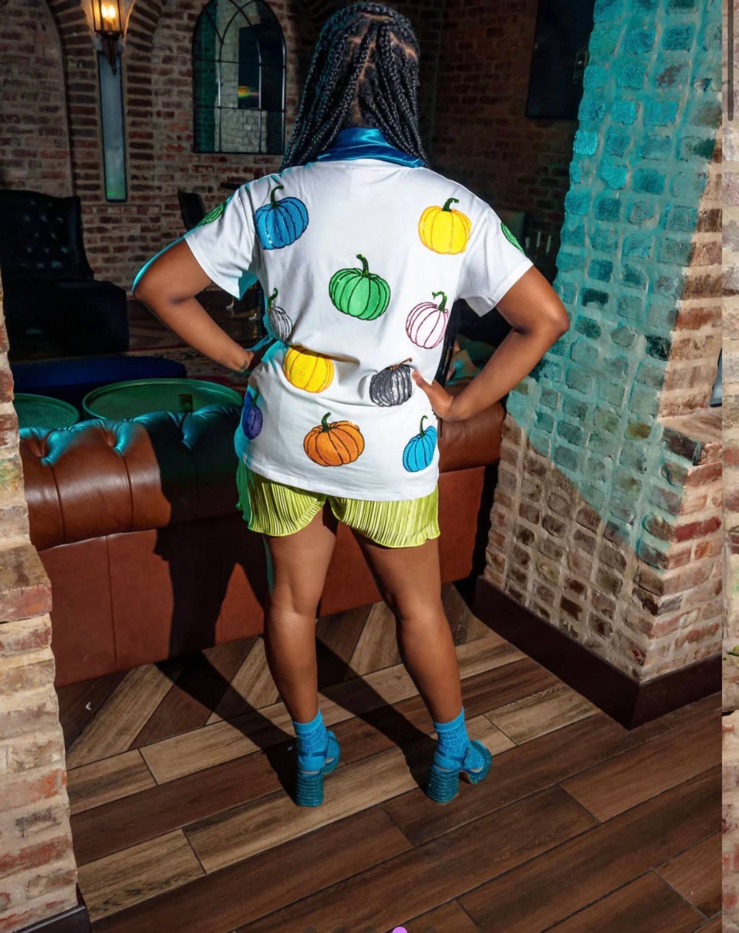 QUEEN OF SPARKLES Pumpkin Tee in white multi - women's t-shirt - view 4