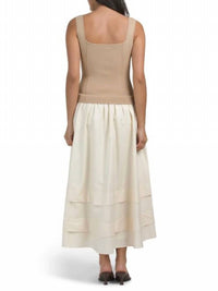 Moon River - Square Neck Mixed Media Dress