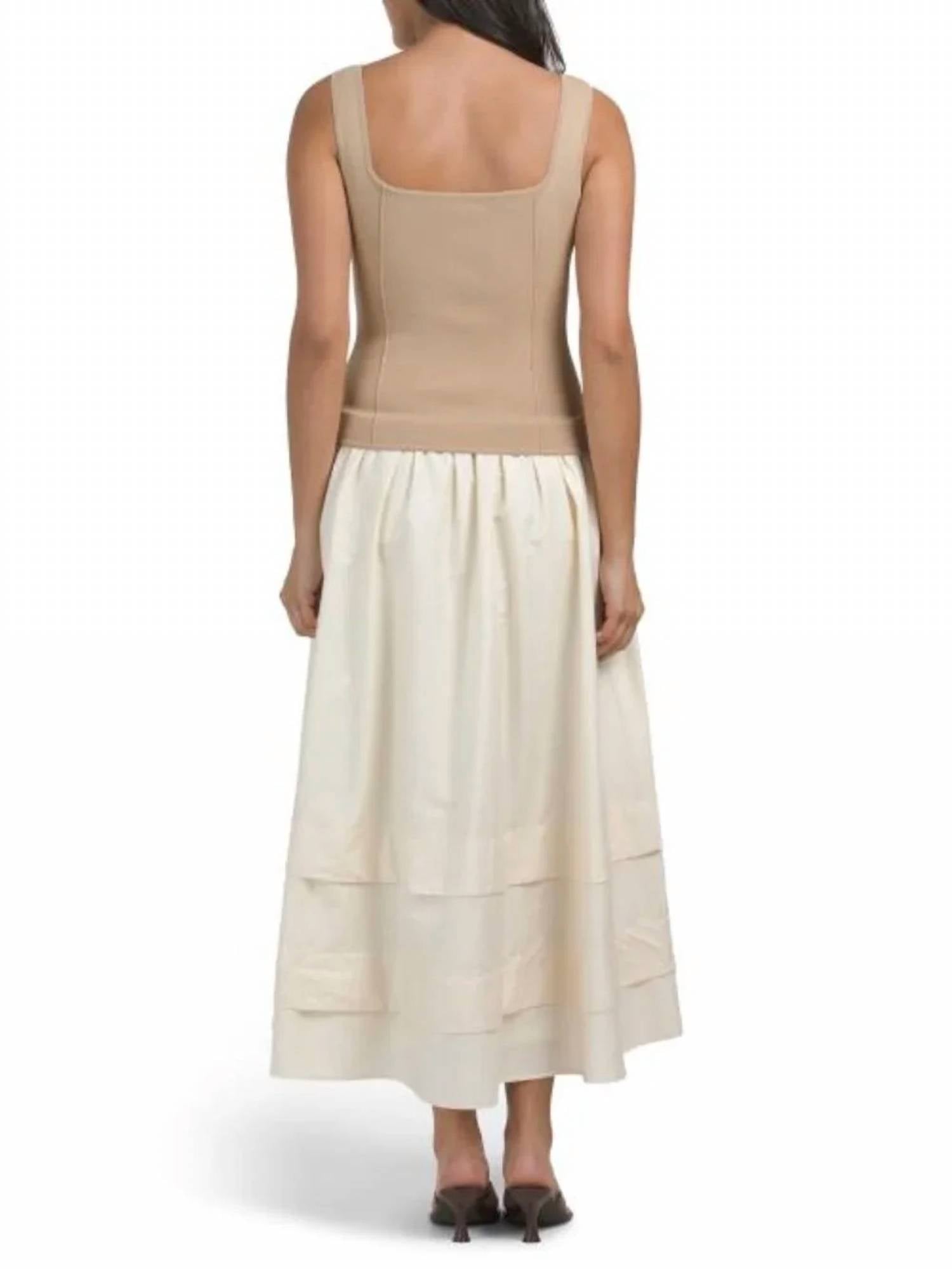 Moon River - Square Neck Mixed Media Dress