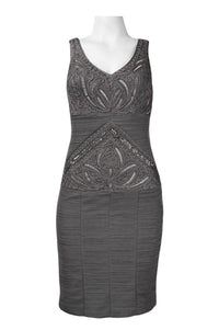 Sue Wong - V-Cut Neck Ribbon Ruched Cocktail Dress