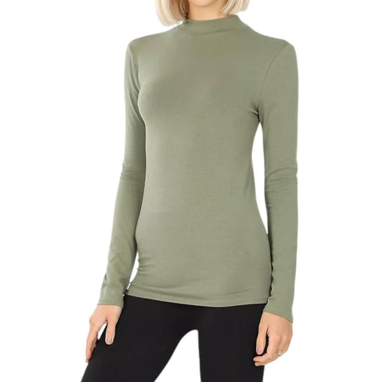 Zenana - Donna Mock Neck Slim Fit Top