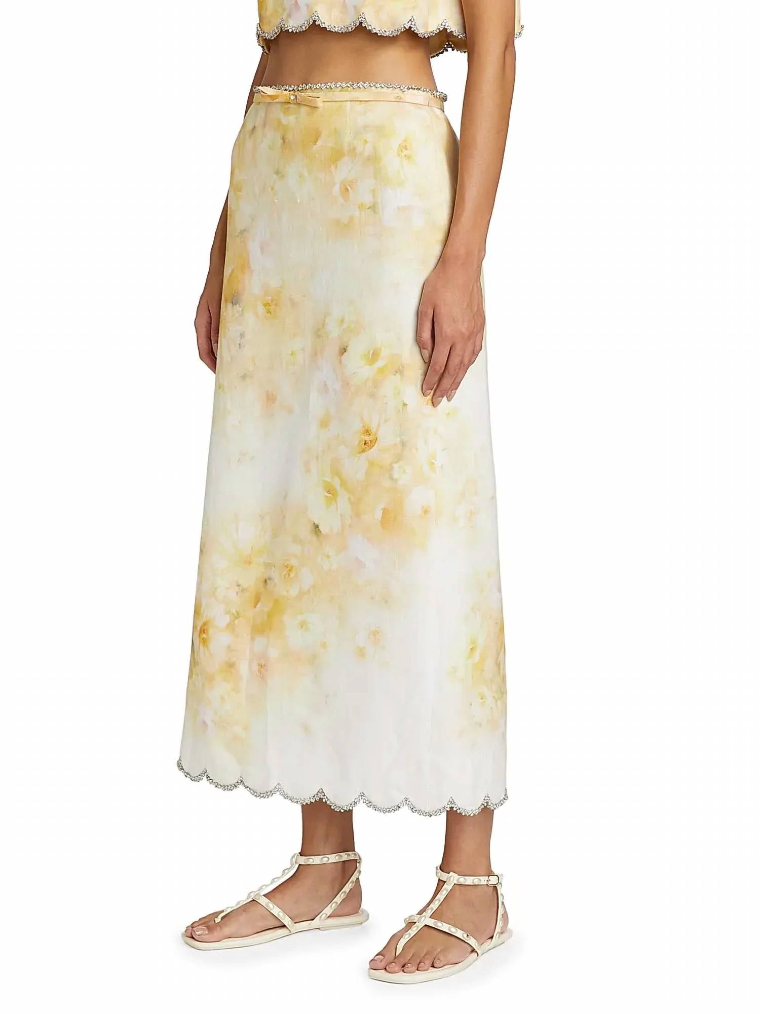 Zimmermann - Crush Scalloped Midi Skirt