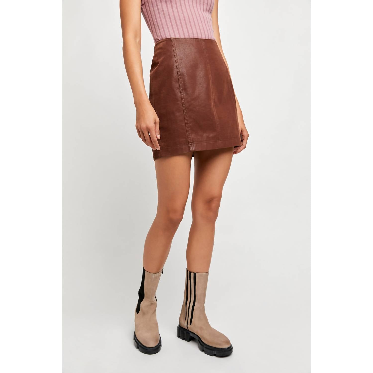 Free People Modern Femme Vegan Suede Skirt in gingerbread - women's skirt