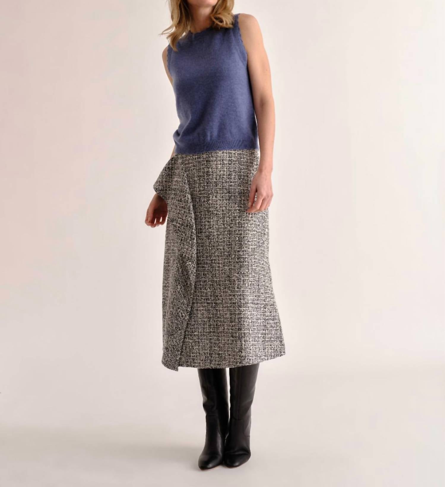Cartolina Nantucket Lou Knit Tank Top in gallery blue - women's sweater - detail view