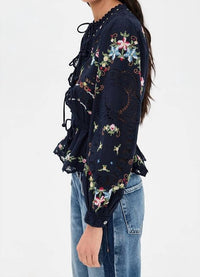 Sea - Edwina Embroidery Tie Front Top