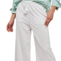 Urban Daizy - Wide Leg Linen Tassel Drawstring Pants