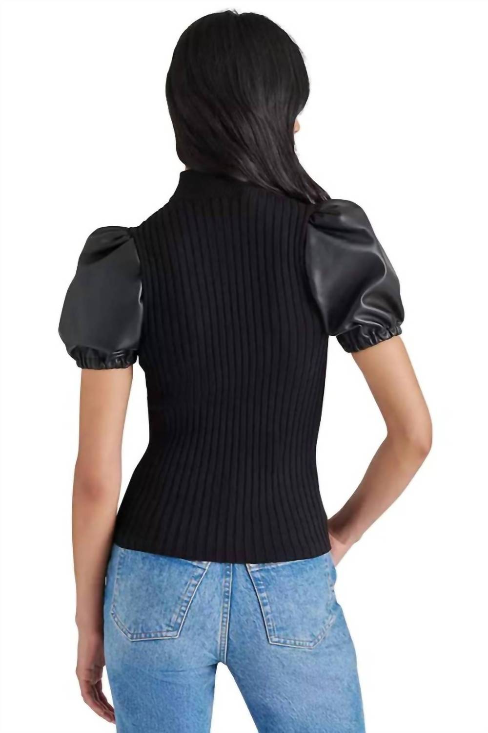 STEVE MADDEN Peggy Sweater in black - women's t-shirt - detail view