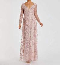 Mac Duggal - Illusion Sleeve Floral Dress